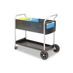 Safco Scoot Mail Cart, One-Shelf, 22.5w x 39.5d x 40.75h, Black/Silver (5239BL)