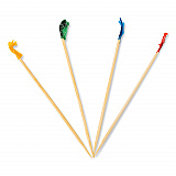 Cellophane-Frill Wood Picks, 4", Bamboo, Assorted Colors, 10,000/Carton (R812B)