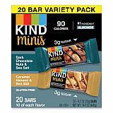 Minis, Dark Chocolate Nuts and Sea Salt/Caramel Almond and Sea Salt, 0.7 oz Bar, 20/Pack (27964)