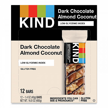 Fruit and Nut Bars, Dark Chocolate Almond and Coconut, 1.4 oz Bar, 12/Box (19987)