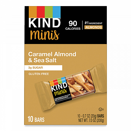 Minis, Caramel Almond Nuts/Sea Salt, 0.7 oz Bar, 10/Pack (27960)