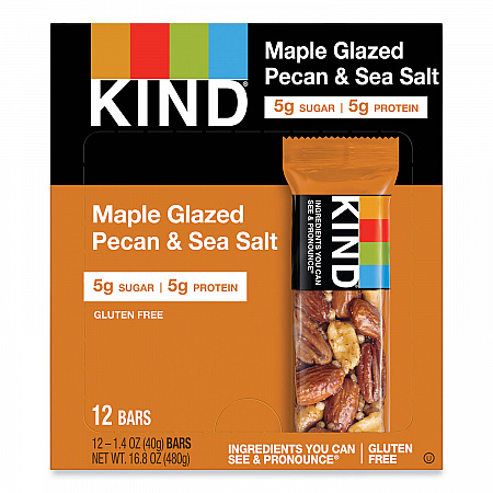 Nuts and Spices Bar, Maple Glazed Pecan and Sea Salt, 1.4 oz Bar, 12/Box (17930)