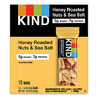 Nuts and Spices Bar, Honey Roasted Nuts/Sea Salt, 1.4 oz Bar, 12/Box (19990)