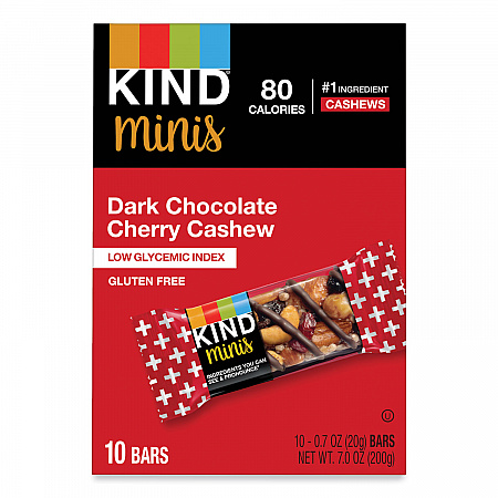 Minis, Dark Chocolate Cherry Cashew, 0.7 oz Bar, 10/Pack (27962)