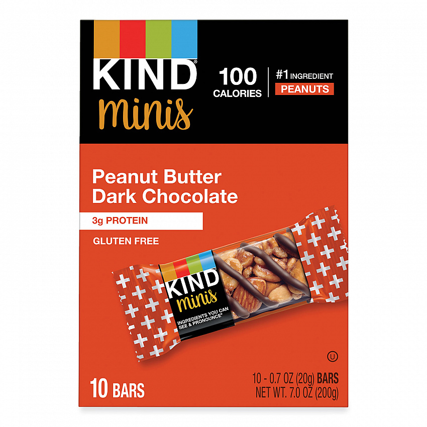 Minis, Peanut Butter Dark Chocolate, 0.7 oz Bar, 10/Pack (27961)