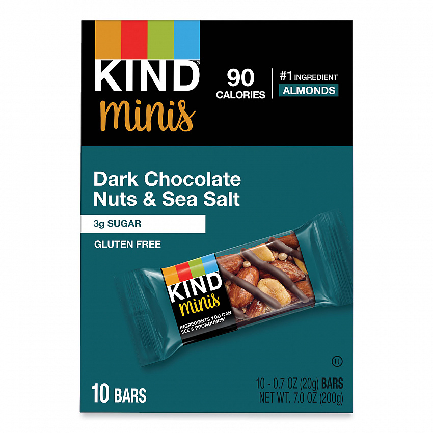 Minis, Dark Chocolate Nuts/Sea Salt, 0.7 oz Bar, 10/Pack (27959)