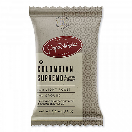 Premium Coffee, Colombian Supremo, Ground Portion Packs, 18/Carton (25182)