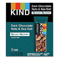 Nuts and Spices Bar, Dark Chocolate Nuts and Sea Salt, 1.4 oz Bar, 12/Box (17851)