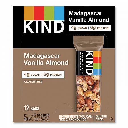 Nuts and Spices Bar, Madagascar Vanilla Almond, 1.4 oz Bar, 12/Box (17850)