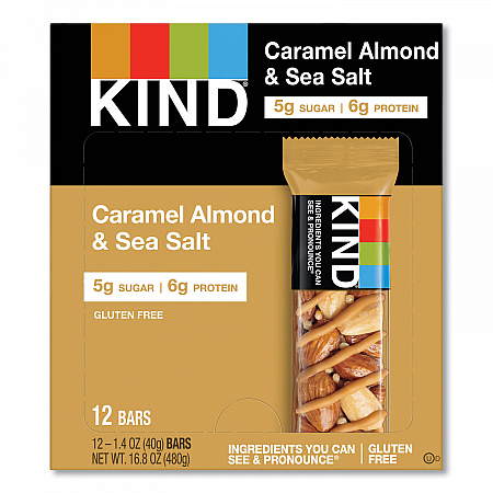 Nuts and Spices Bar, Caramel Almond and Sea Salt, 1.4 oz Bar, 12/Box (18533)