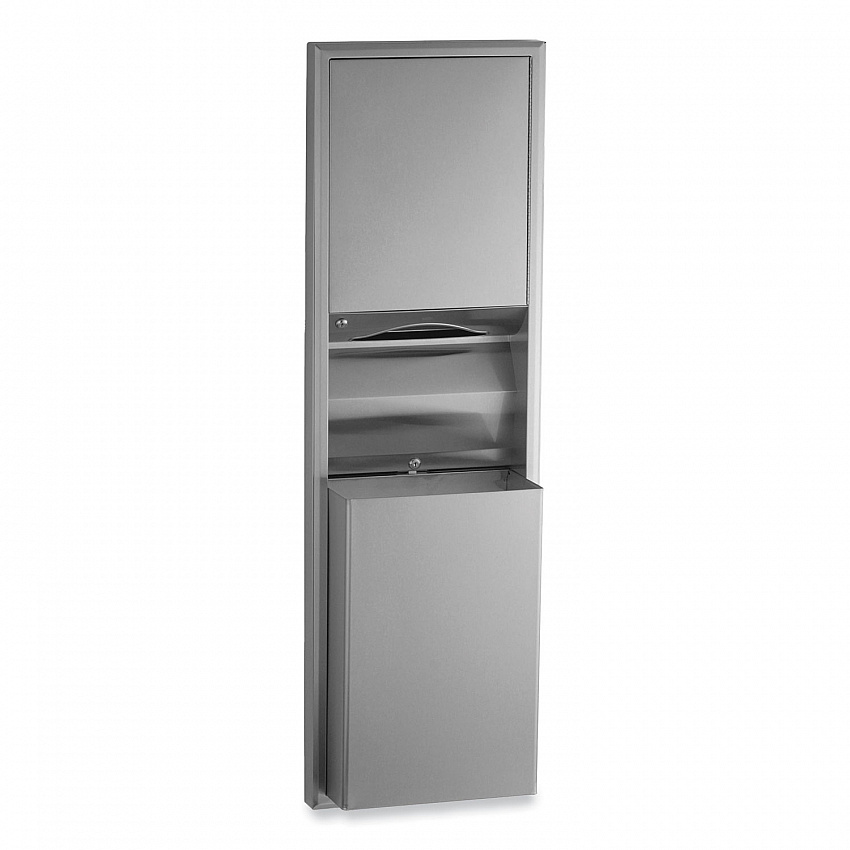 ClassicSeries Semi-Recessed Convertible Paper Towel Dispenser/Waste Receptacle, 17.44 x 8.19 x 56.25, Satin Stainless Steel (3942)