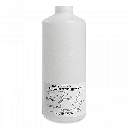 Polyethylene Replacement Soap Container with Cap, 34 oz, Black/White (82245)