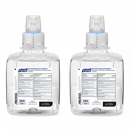 Advanced Hand Sanitizer Green Certified Foam Refill, For CS6 Dispensers, 1,200 mL, Fragrance-Free, 2/Carton (655102CT)