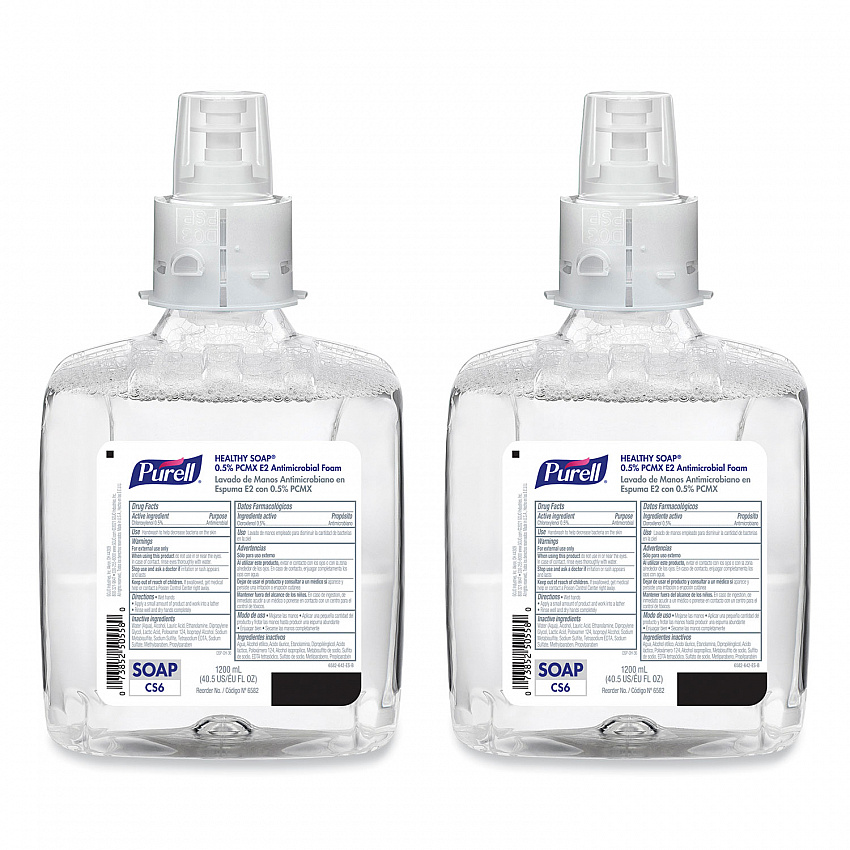 HEALTHY SOAP 0.5% PCMX E2 Antimicrobial Foam Refill, For CS6 Dispensers, Fragrance-Free, 1,200 mL, 2/Carton (658202CT)