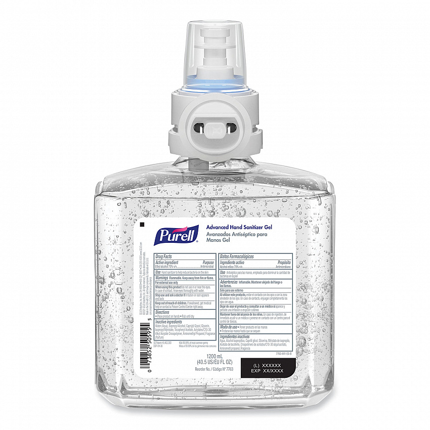 Advanced Hand Sanitizer Gel Refill, 1,200 mL, Clean Scent, For ES8 Dispensers, 2/Carton (776302)
