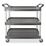 Xtra Utility Cart with Open Sides, Plastic, 3 Shelves, 300 lb Capacity, 20" x 40.63" x 37.8", Gray (4091GRA)
