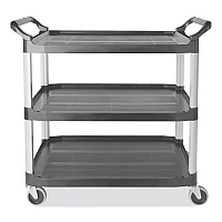 Xtra Utility Cart with Open Sides, Plastic, 3 Shelves, 300 lb Capacity, 20" x 40.63" x 37.8", Gray (4091GRA)