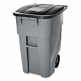 Rollout Container, 50 gal, Molded Plastic, Gray (9W27GY)