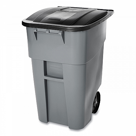 Rollout Container, 50 gal, Molded Plastic, Gray (9W27GY)