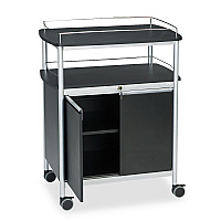 Mobile Beverage Cart, Plastic, 4 Shelves, 33.5" x 21.75" x 43", Black (8964BL)