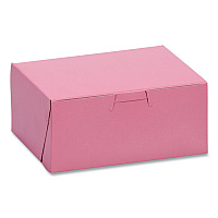 Pink One-Piece Non-Window Bakery Box, 6 x 4.5 x 2.75, Pink, Paper, 250/Carton (0803)