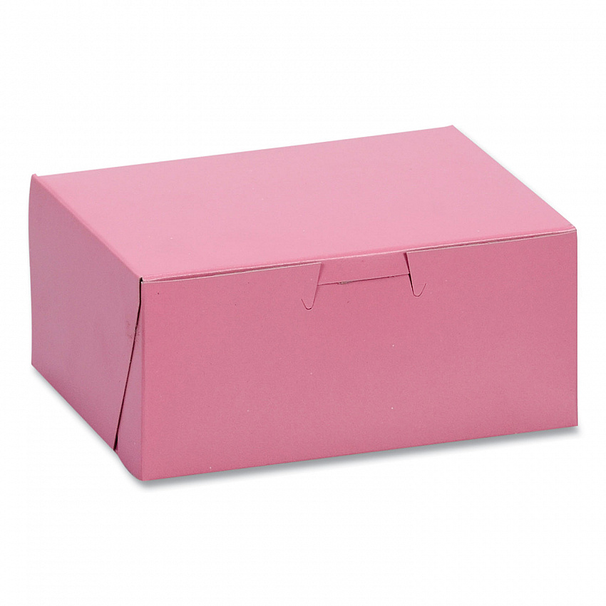Pink One-Piece Non-Window Bakery Box, 6 x 4.5 x 2.75, Pink, Paper, 250/Carton (0803)