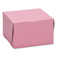 Pink One-Piece Non-Window Bakery Box, 8 x 8 x 4, Pink, Paper, 250/Carton (0841)