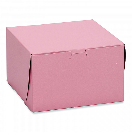 Pink One-Piece Non-Window Bakery Box, 8 x 8 x 4, Pink, Paper, 250/Carton (0841)