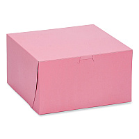 Pink One-Piece Non-Window Bakery Box, 8 x 8 x 5, Pink, Paper, 100/Carton (0845)