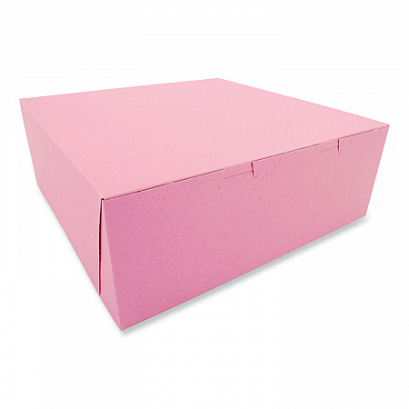 Pink One-Piece Non-Window Bakery Box, 14 x 14 x 5, Pink, Paper, 50/Carton (0891)
