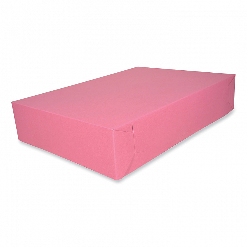 Pink Two-Piece Non-Window Bakery Box, 19.5 x 14 x 4, Pink, Paper, 100/Carton (0894)