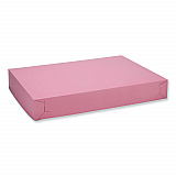 White Two-Piece Non-Window Bakery Boxes, 28 x 20 x 4, Pink, Paper, 50/Carton (0899)