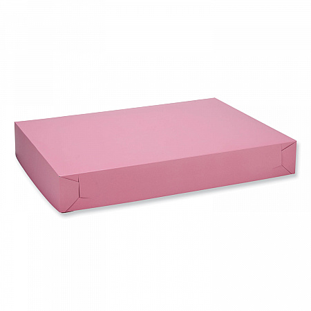 White Two-Piece Non-Window Bakery Boxes, 28 x 20 x 4, Pink, Paper, 50/Carton (0899)