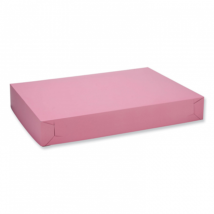 White Two-Piece Non-Window Bakery Boxes, 28 x 20 x 4, Pink, Paper, 50/Carton (0899)