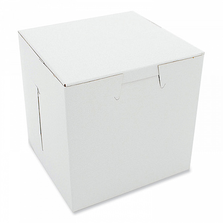 White One-Piece Non-Window Bakery Boxes, 4.5 x 4.5 x 4.5, White, Paper, 200/Carton (0908)