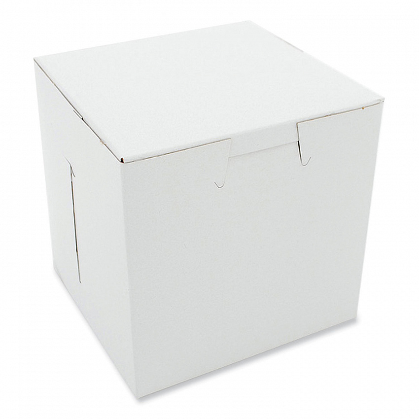 White One-Piece Non-Window Bakery Boxes, 4.5 x 4.5 x 4.5, White, Paper, 200/Carton (0908)