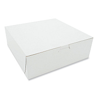 White One-Piece Non-Window Bakery Boxes, 9 x 9 x 3, White, Paper, 250/Carton (0957)