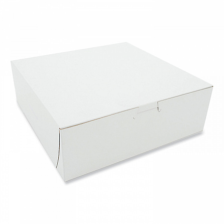 White One-Piece Non-Window Bakery Boxes, 9 x 9 x 3, White, Paper, 250/Carton (0957)