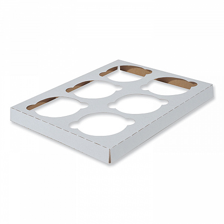 Cupcake Holder Inserts, 6-Cupcake Holder, 8.87 x 6.87 x 0.75, White, Paper, 200/Carton (1010)