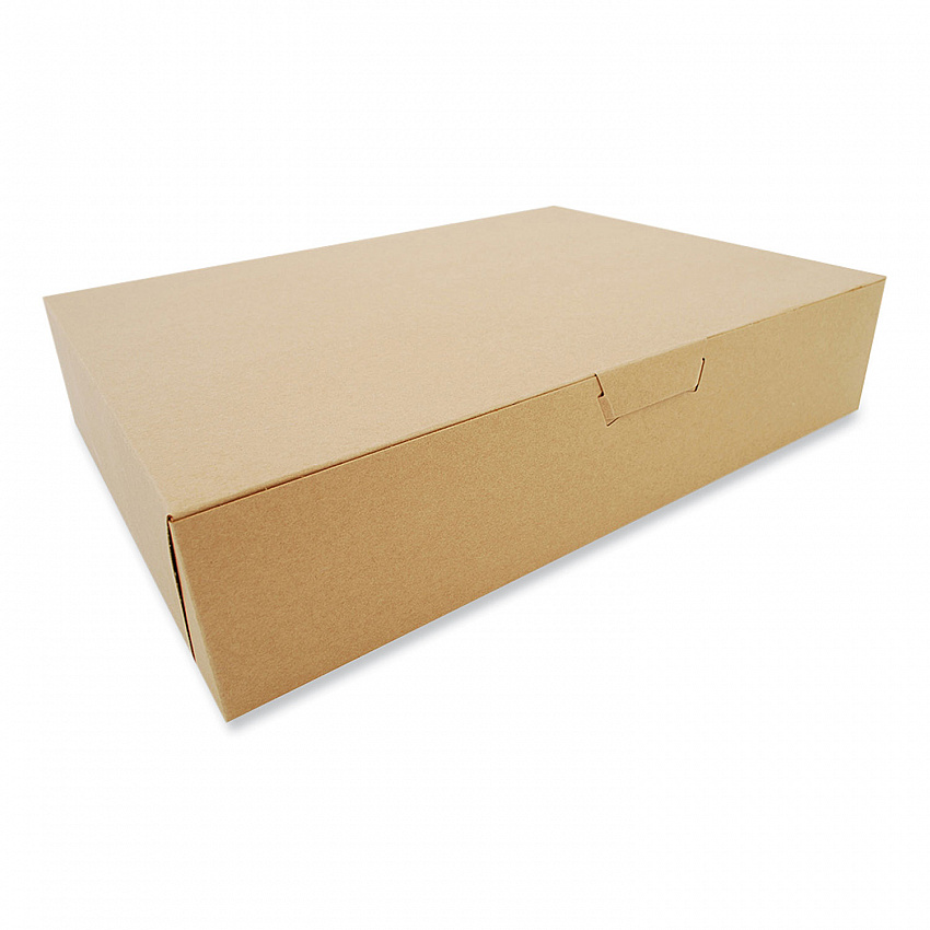 Kraft One-Piece Non-Window Bakery Boxes, 19 x 14 x 4, Brown, Paper, 50/Carton (1029K)