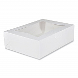 White Window Bakery Boxes with Tuck-in Lid, 10 x 14 x 4, White, Paper, 100/Carton (23093)