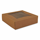 Kraft Window Bakery Boxes, 9 x 9 x 2.5, Brown, Paper, 200/Carton (24133K)