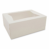 White Window Bakery Boxes with Attached Flip Top, 4-Corner Beers Design, 10 x 10 x 4, White, Paper, 200/Carton (24223)