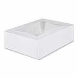 White Window Bakery Boxes with Attached Flip Top, 4-Corner Beers Design, 14 x 10 x 4, White, Paper, 100/Carton (24263)