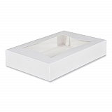 White Window Bakery Boxes with Attached Flip Top, 6-Corner Beers Design, 12 x 8 x 2.25, White, Paper, 200/Carton (24343)