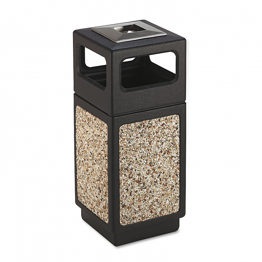Canmeleon Aggregate Panel Receptacles, 15 gal, Polyethylene/Stainless Steel, Black (9470NC)