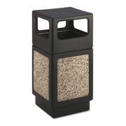 Safco Canmeleon Side-Open Receptacle, Square, Aggregate/Polyethylene, 38 gal, Black (9472NC)
