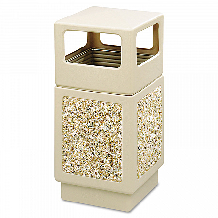 Canmeleon Aggregate Panel Receptacles, Side-Open, 38 gal, Polyethylene, Tan (9472TN)