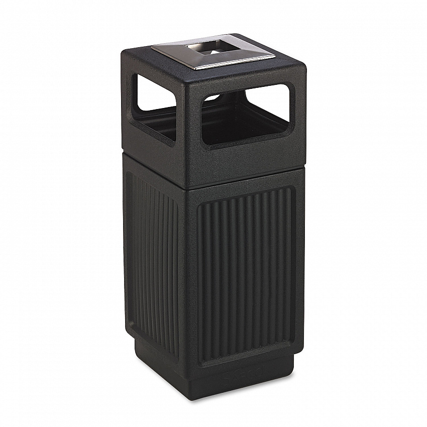 Canmeleon Recessed Panel Receptacles, 15 gal, Polyethylene, Black (9474BL)