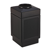 Canmeleon Recessed Panel Receptacles, Top-Open, 38 gal, Polyethylene, Black (9475BL)